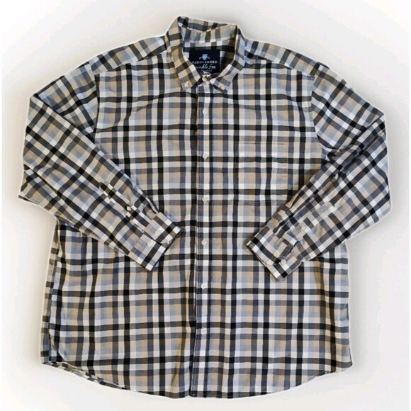 Saddlebred Mens XXL Wrinkle Free Plaid Button Down Long Sleeve Casual Shirt Plus - Picture 1 of 14